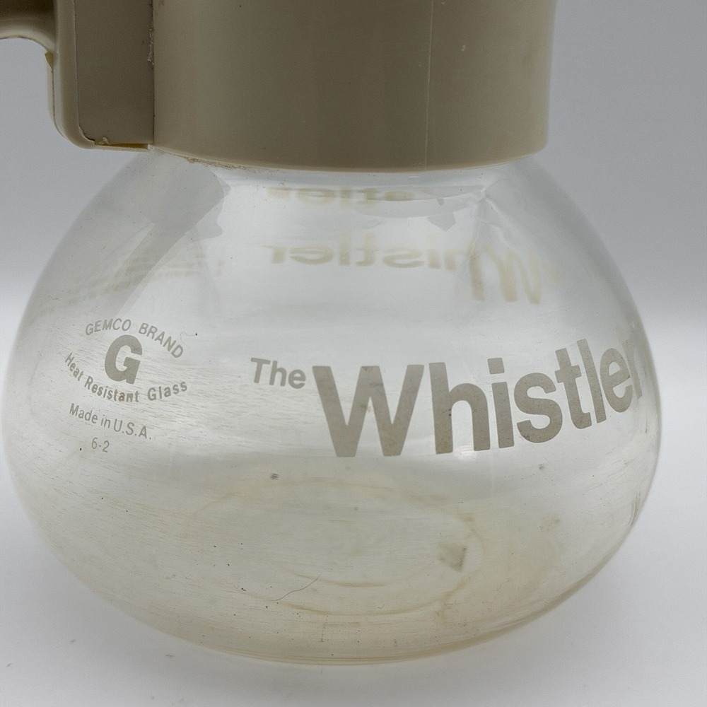 Vintage GEMCO The Whistler Glass Kettle 8 Cup Coffee Tea‎ Pot Carafe Cream - Picture 2 of 12